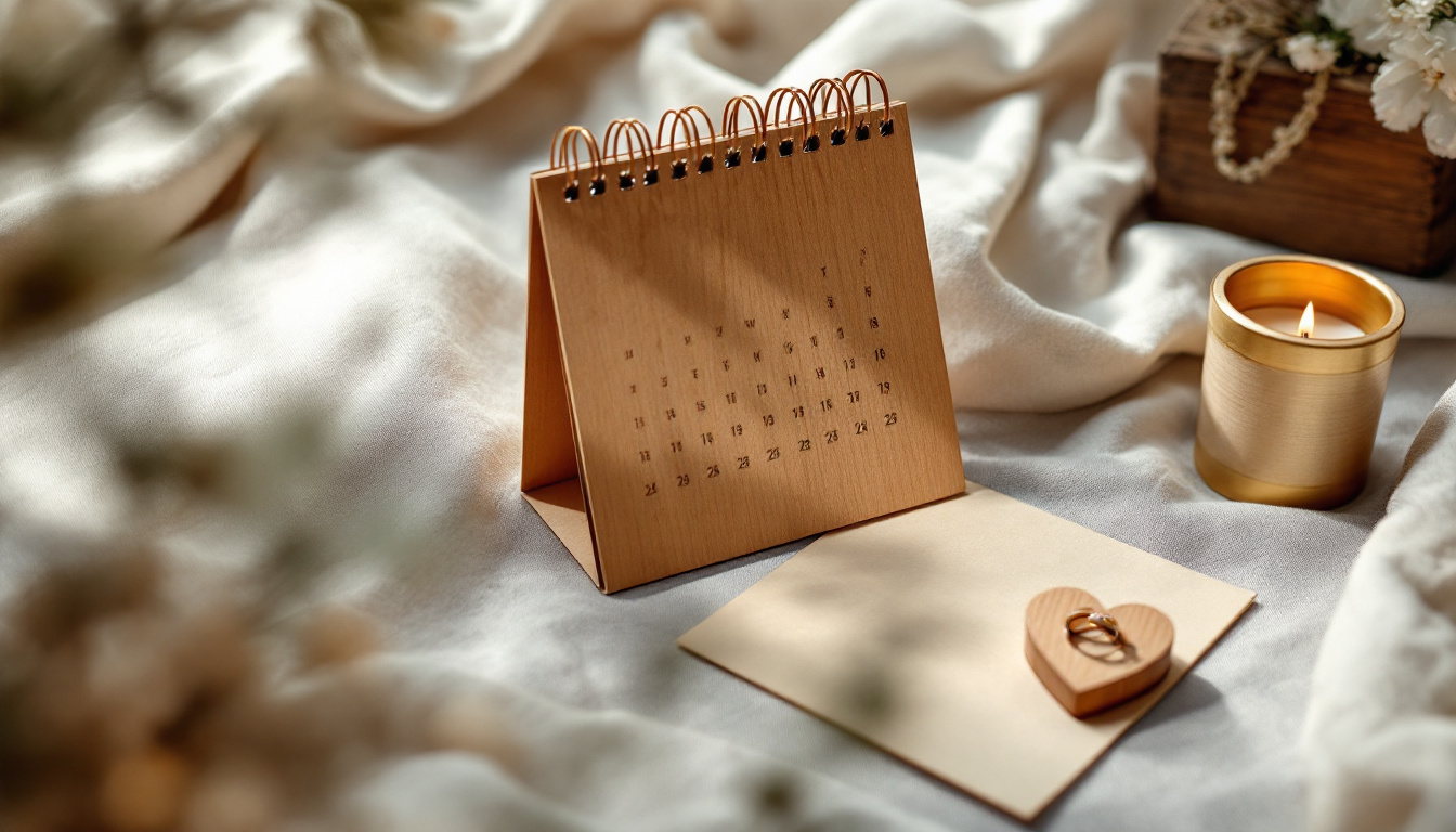 Symbole für den Hochzeitstag im Jahr: Papier, Holz, Silber und Gold nebeneinander